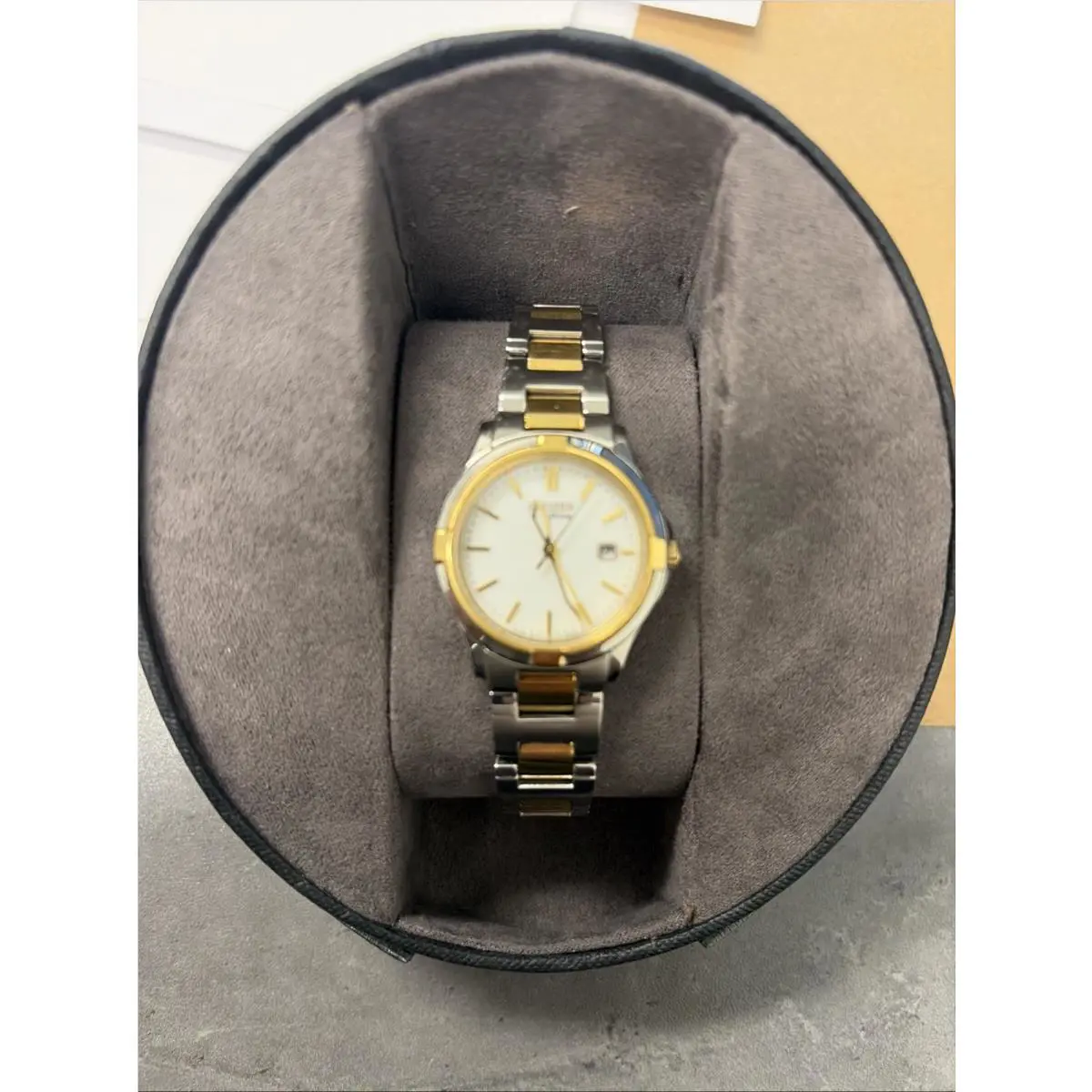 Ladies Citizen EW1964-58A Eco-drive Two Tone White Dial Silhouette Watch