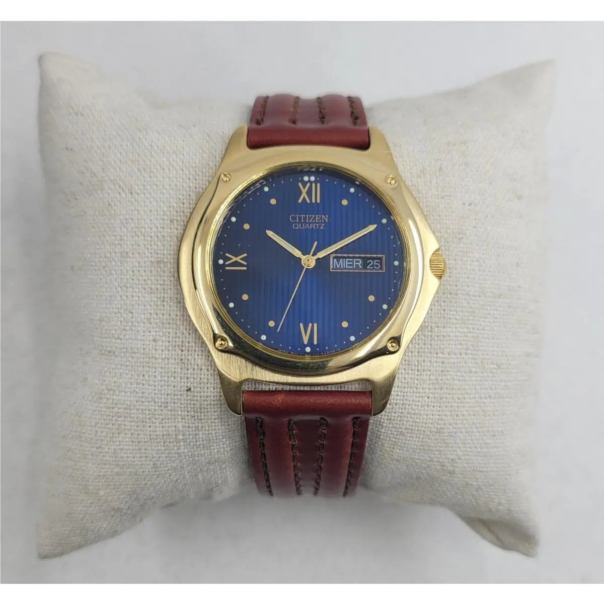 Citizen Blue Dial Brown Leather Quartz Men`s Watch AJ9012-09L