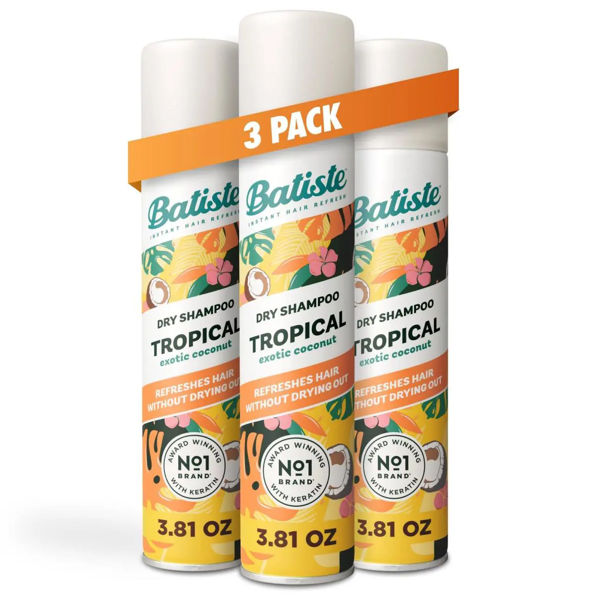 Batiste Tropical Dry Shampoo Waterless Shampoo 3.81oz 3 Pack