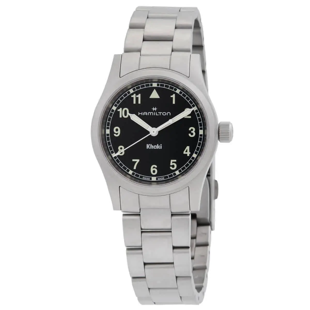 Hamilton Khaki Field Quartz Black Dial Ladies Watch H69301130 - Dial: Black, Band: Silver-tone, Bezel: Silver-tone