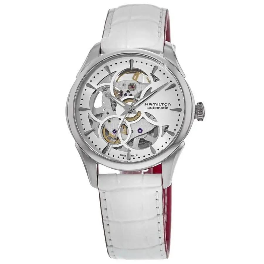 Jazzmaster Skeleton Auto Lady White Dial Women`s Watch H32405811 by Hamilton