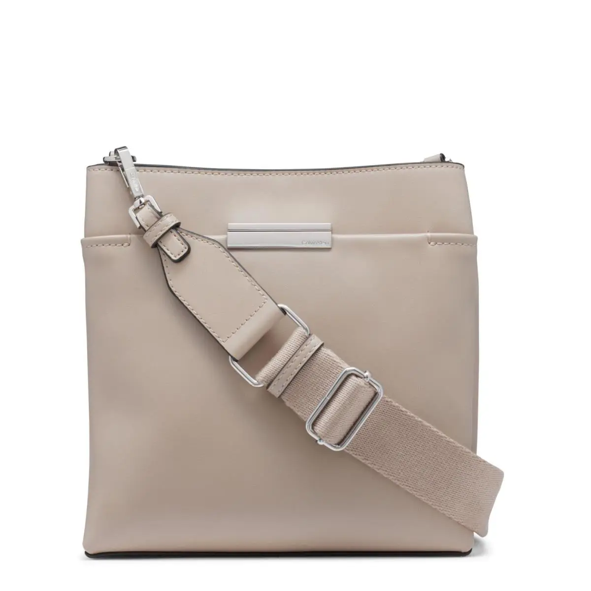 Soma North/south Messenger Crossbody Silver Mink One Size by Calvin Klein