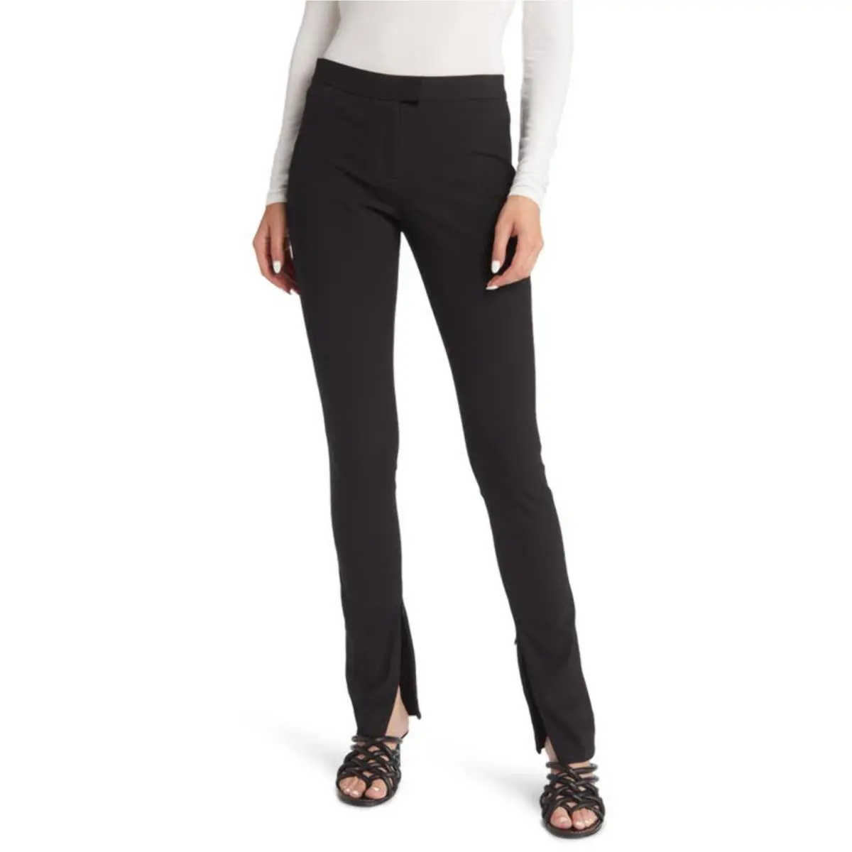 Rag Bone Icons Rebecca Zip Cuff Slim Leg Pants in Black Size 16