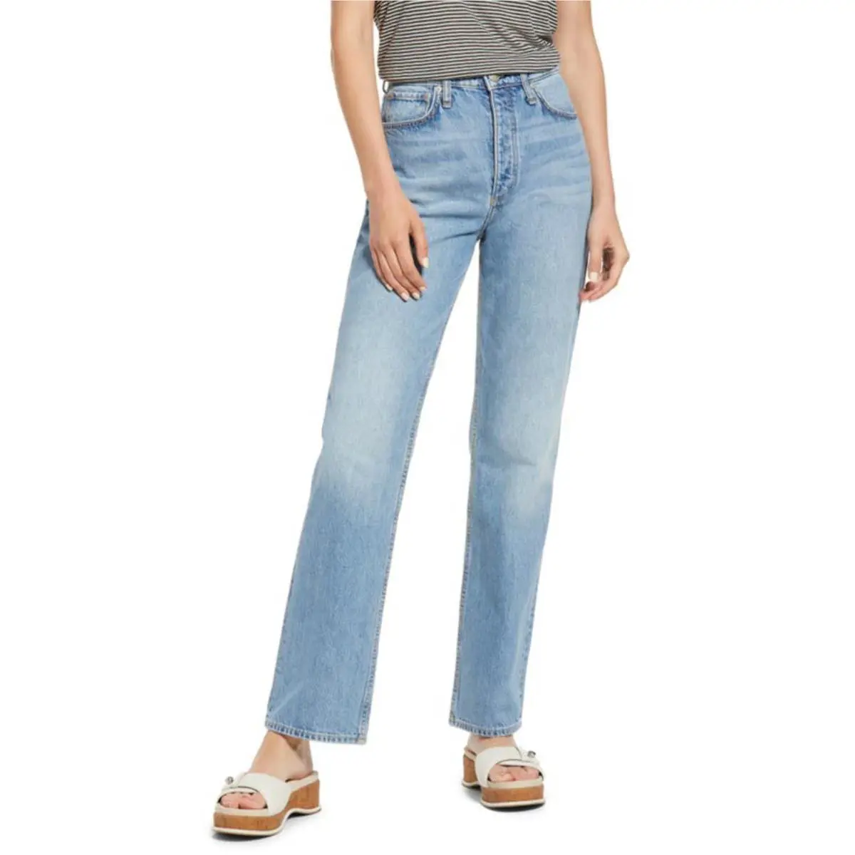 Rag Bone Alex Nonstretch High Waist Straight Leg Jeans in Blue Size 27