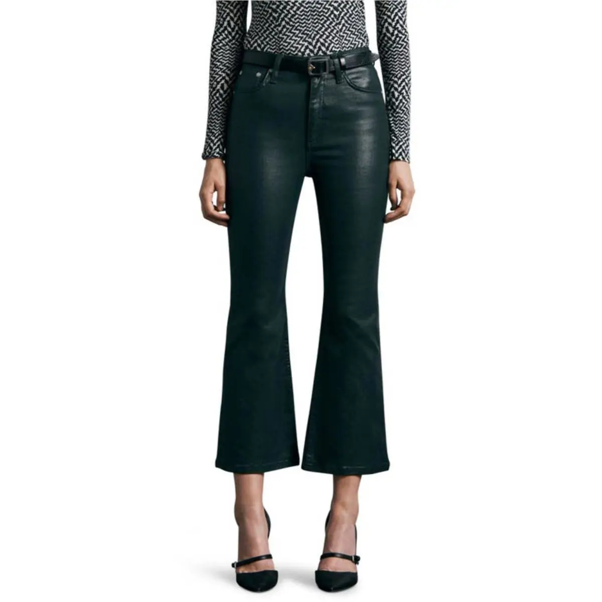 Rag Bone Casey Coated High Waist Ankle Flare Jeans in Coatpingrv Size 32