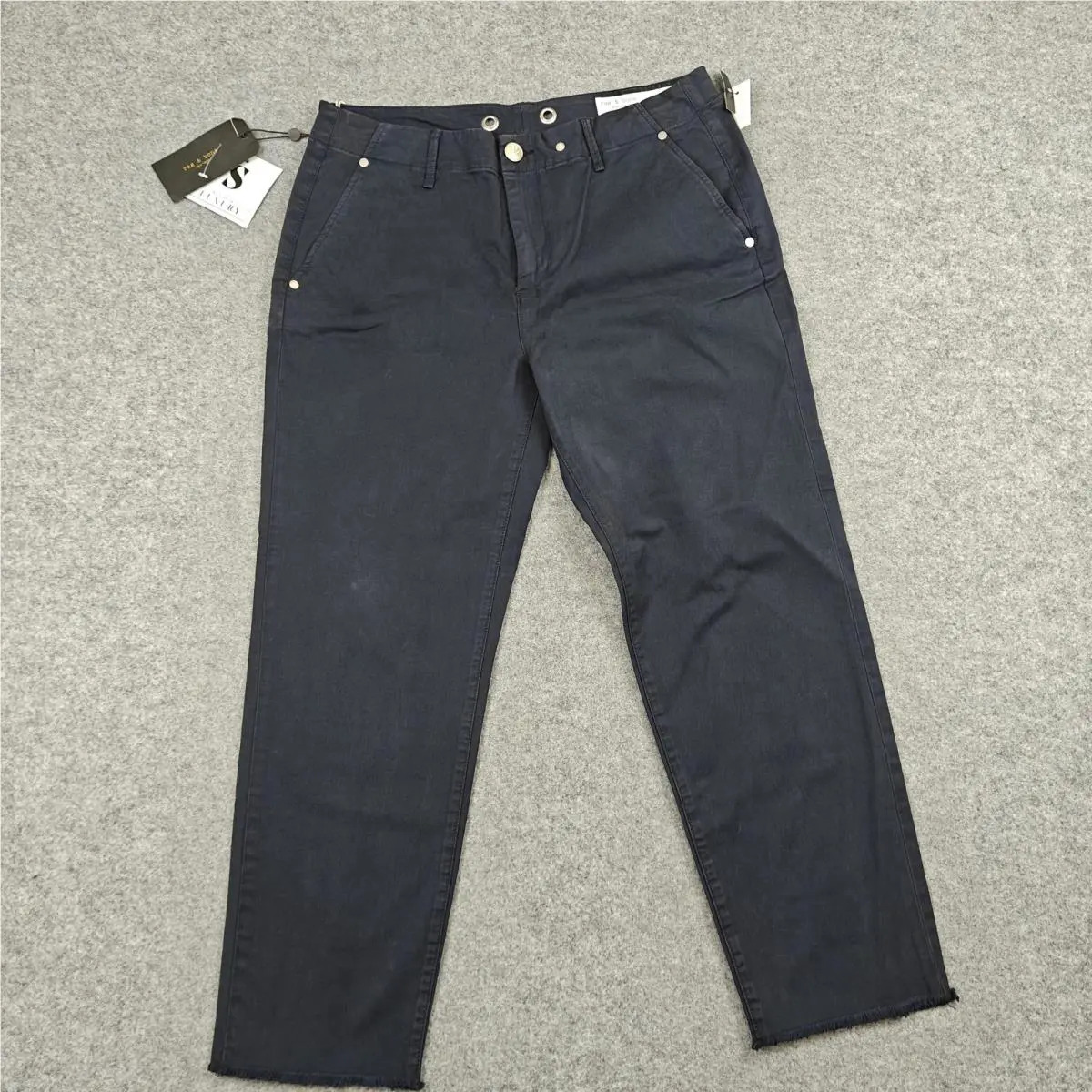 Rag Bone Pants Womens 29 Navy Buckley Chino Crop Tapered Canvas Stretch