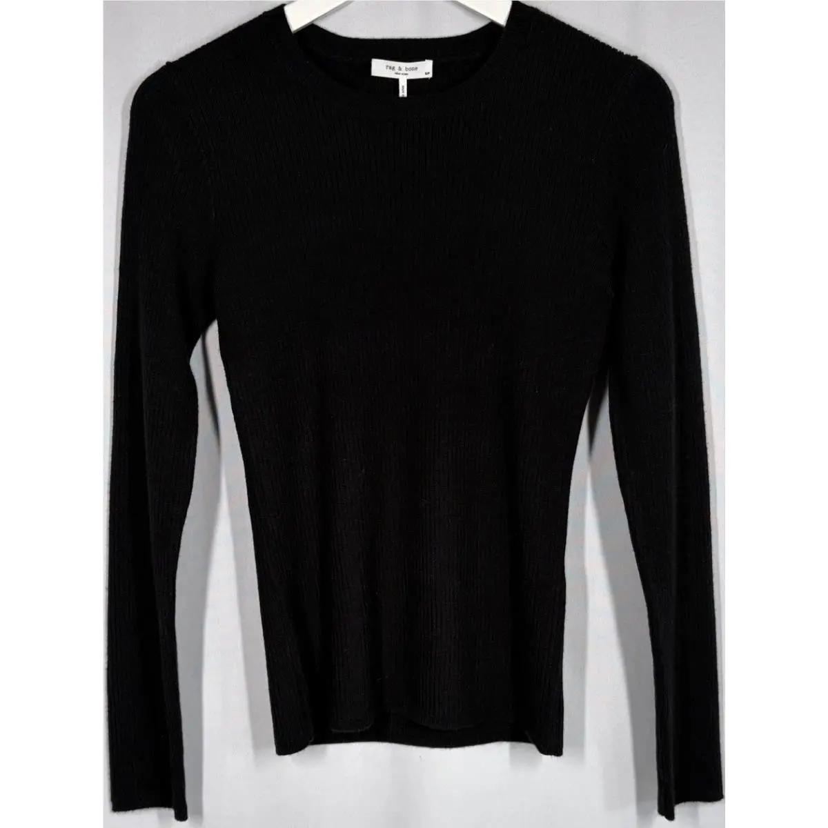 Rag Bone Annalise Wool Crew Womens Black Sweater Size L