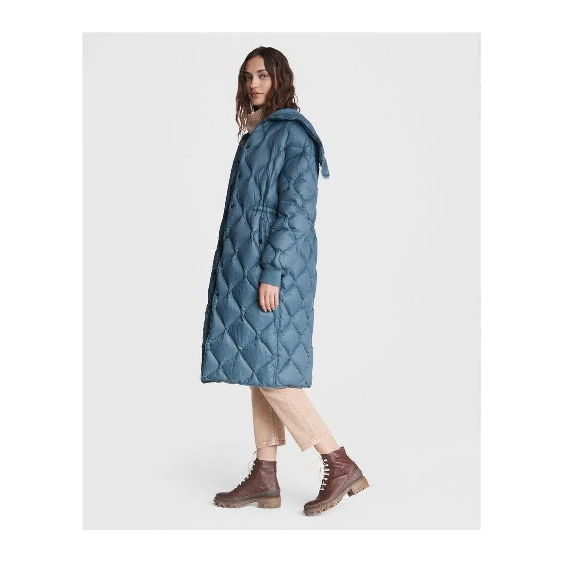 Rag Bone Rudy Puffer Coat in Blue Size XL C4829
