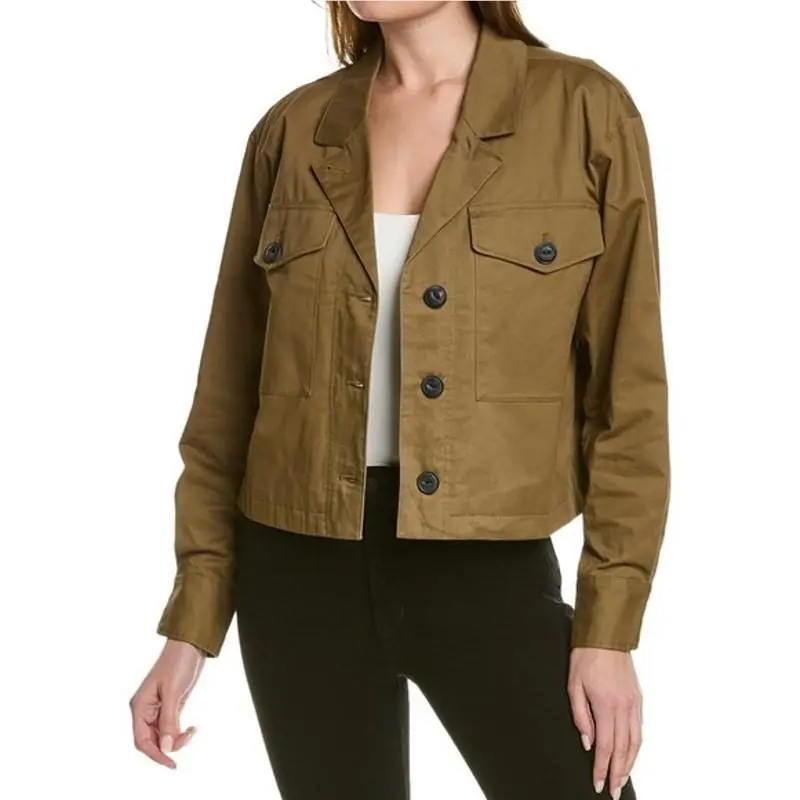 Rag Bone Jessie Cotton Shirt Jacket in Dark Khaki Size M Shacket Pockets