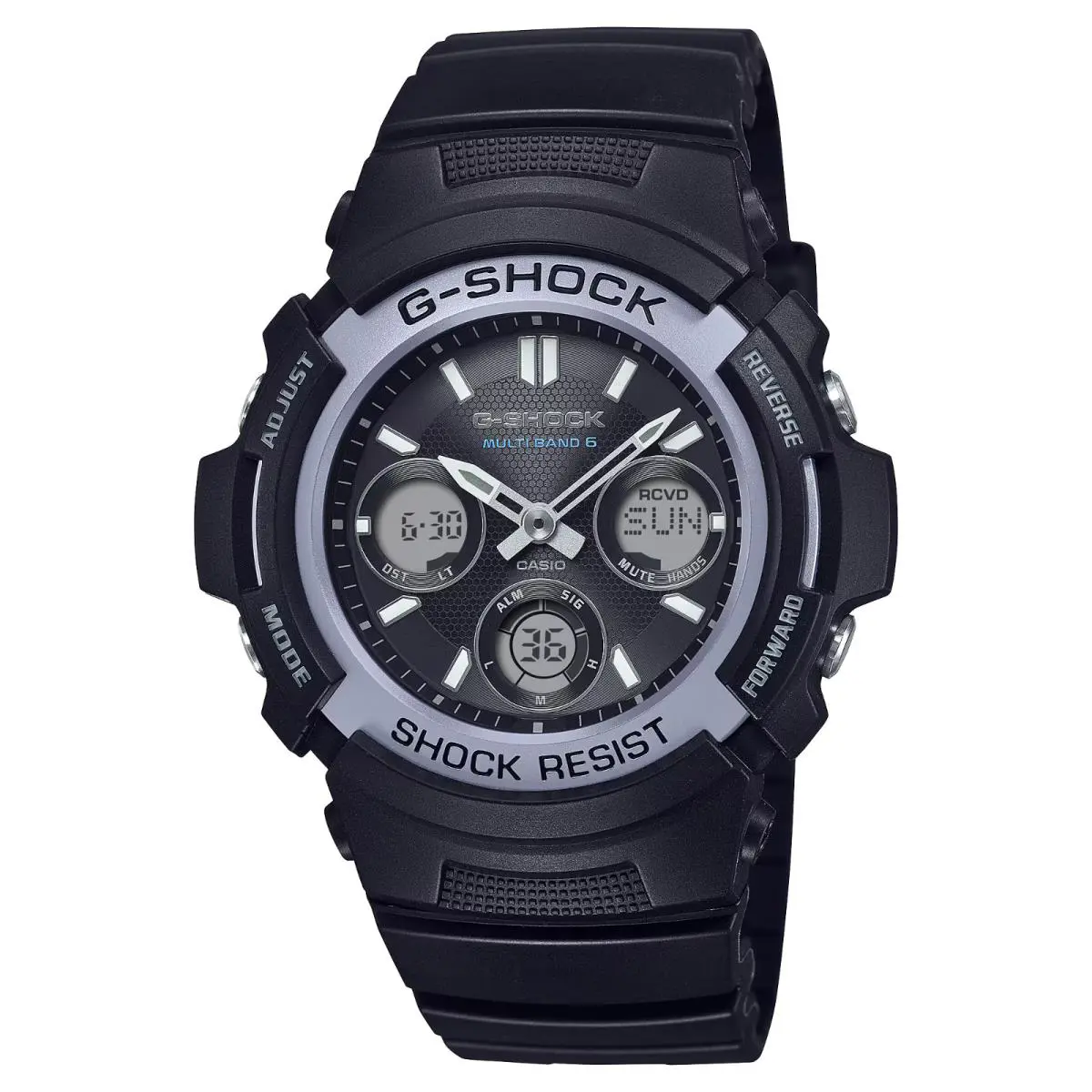 Casio G-shock AWGM100FP-1A2 Analog-digital Watch Solar Atomic Black Blue 200M