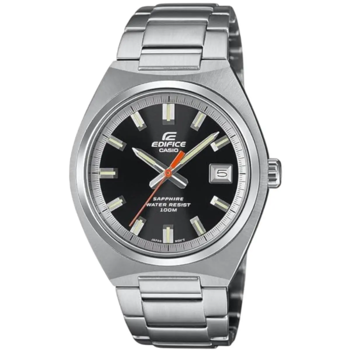 Casio Men`s Watch Edifice Quartz Black Dial Silver Steel Bracelet EFB-109D-1AVCF - Dial: Black, Band: Silver