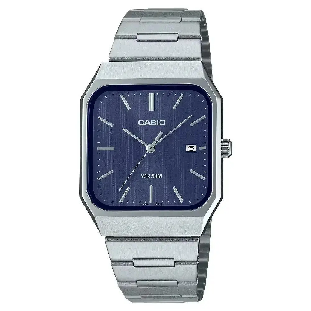 Casio MTP-B185D-2A1 Blue Dial Stainless Steel Men`s Watch w/ Box