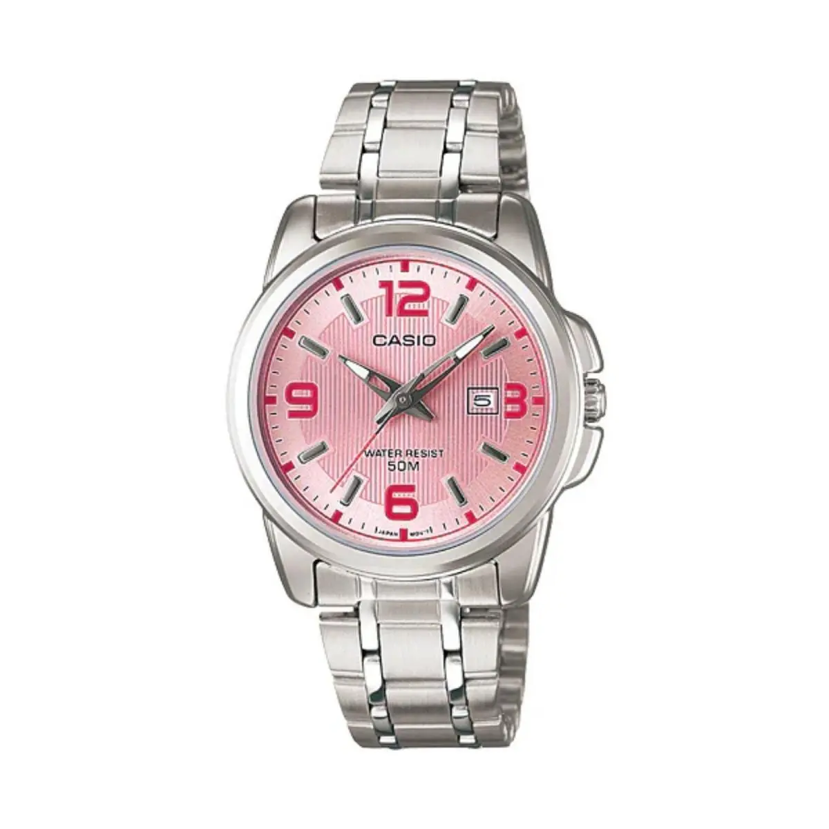 Women’s Silver Analog Watch Pink Dial Stainless Steel Bracelet by Casio