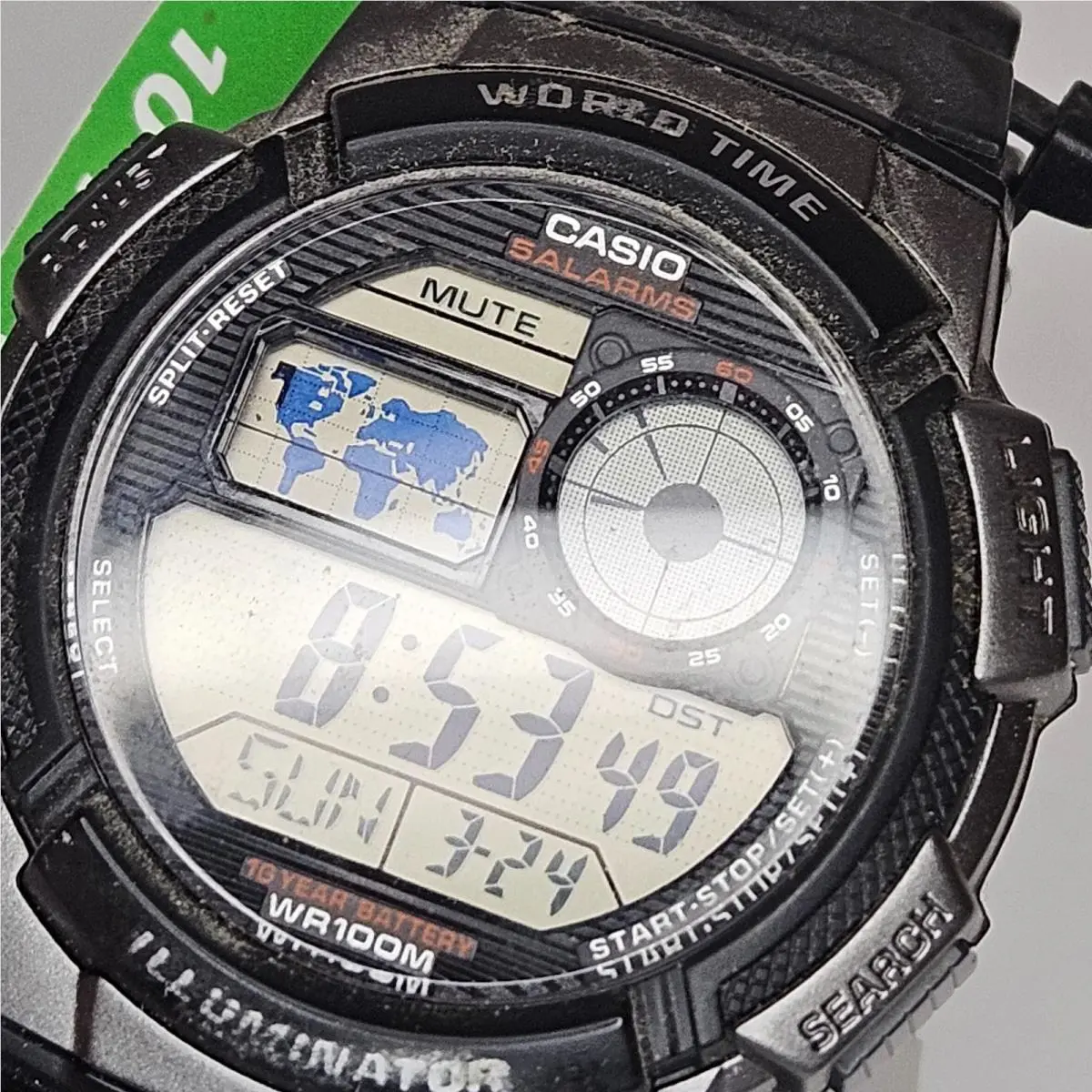 Vintage Casio Watch Men`s World Time Cas63 10 Year Battery Nos