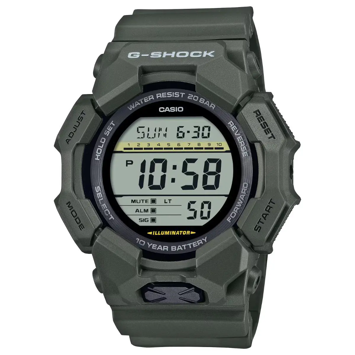 G-shock GD010-3 Digital Watch GD-010 Series Green Resin 200M Sport by Casio