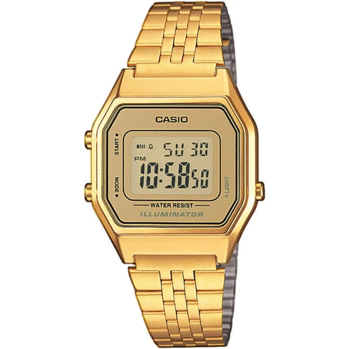 Casio LA680WEGA-9 Gold Retro Digital Watch Champagne Dial Steel LA680WEGA