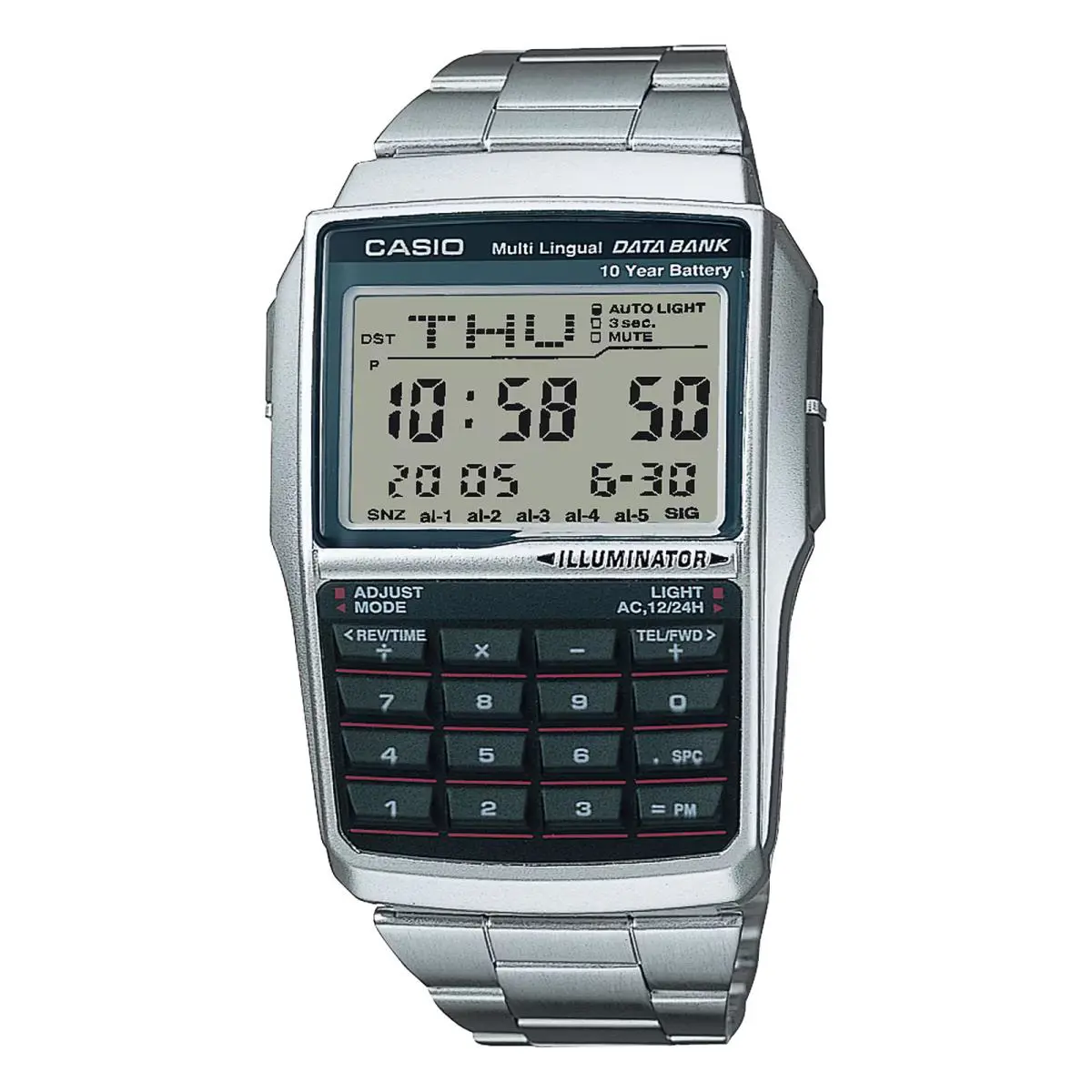 Casio DBC-32D-1A Databank Calculator Stainless Steel Digital Watch