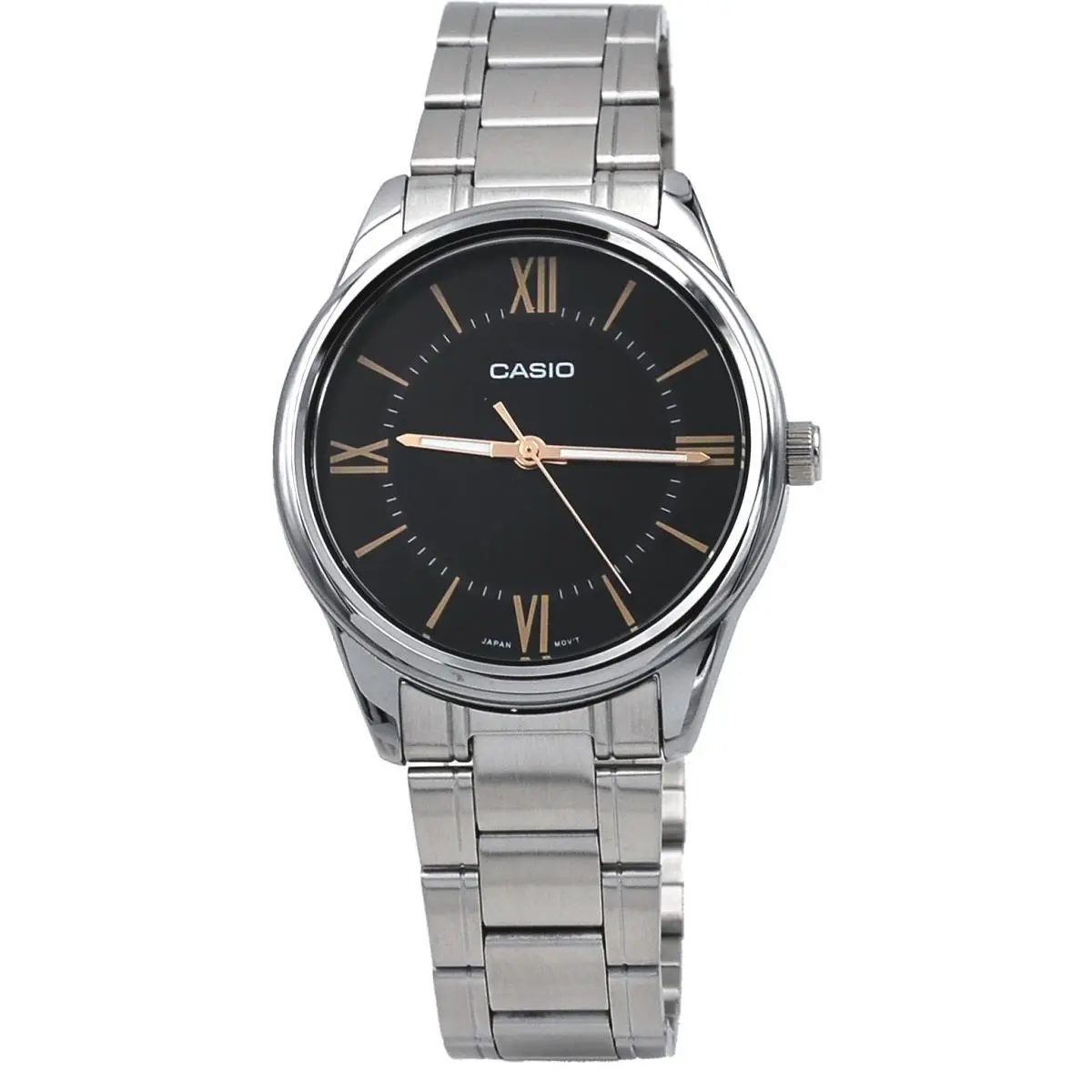 Casio MTP-V005D-1B5 Men`s Stainless Steel Roman Black Dial 3-Hand Analog Watch