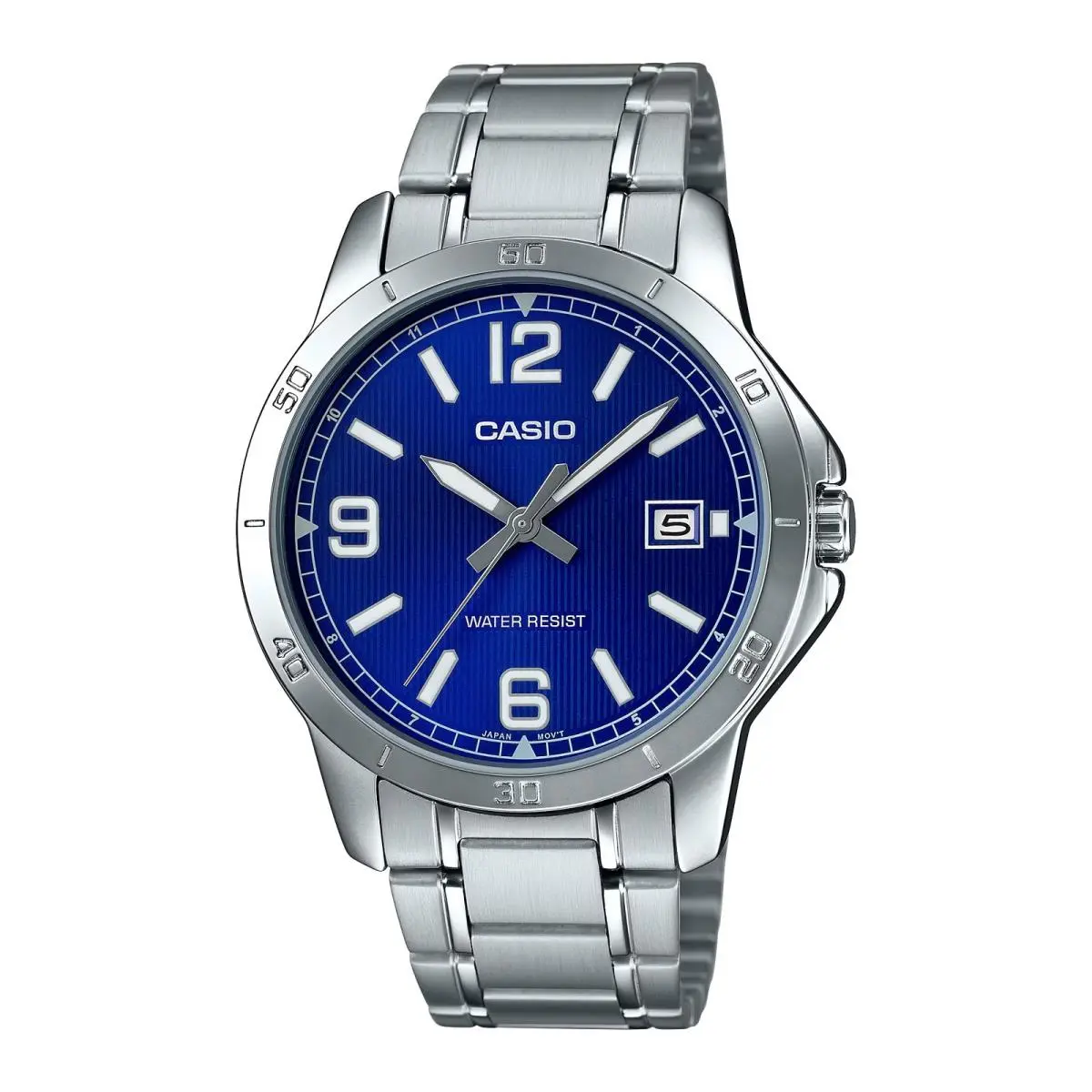Casio Men’s Blue Dial Analog Watch with Stainless Steel Bracelet