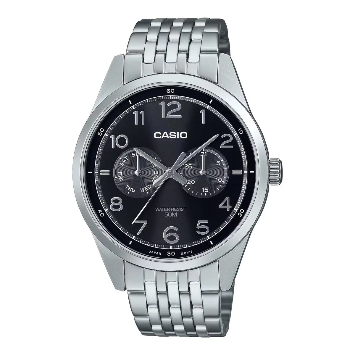 Casio MTP-E340D-1AV Black Dial Day / Date Sub-dial Quartz Analog Watch