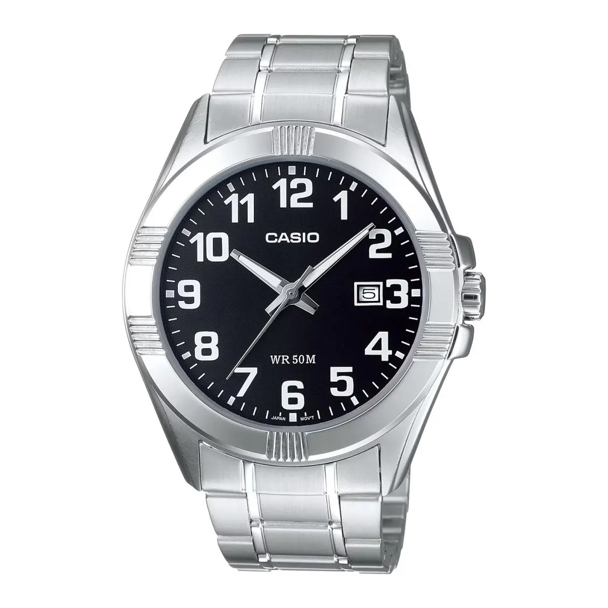 Casio Men’s Black Dial Analog Watch with Stainless Steel Bracelet