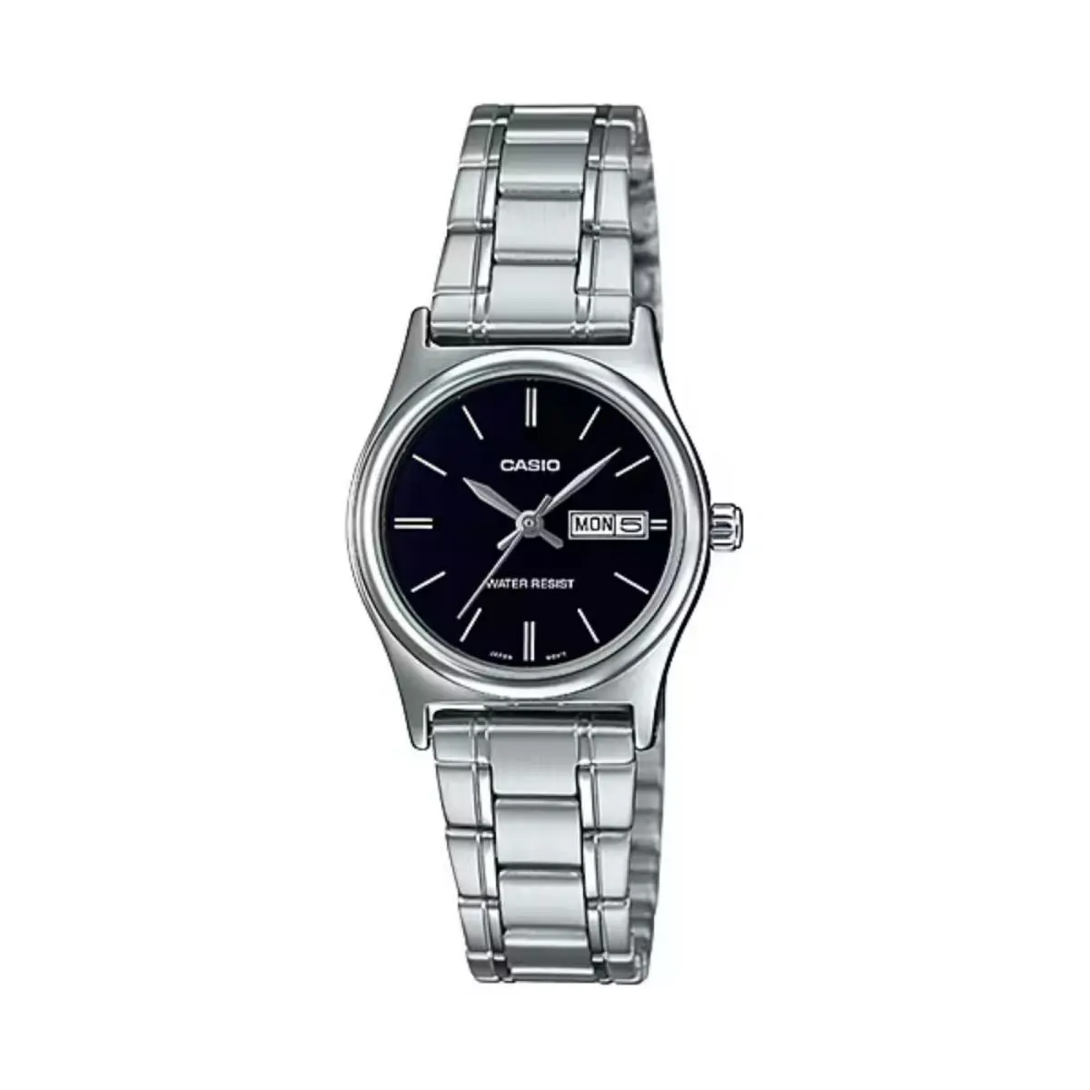 Casio Women`s Black Dial Analog Watch Stainless Steel Bracelet