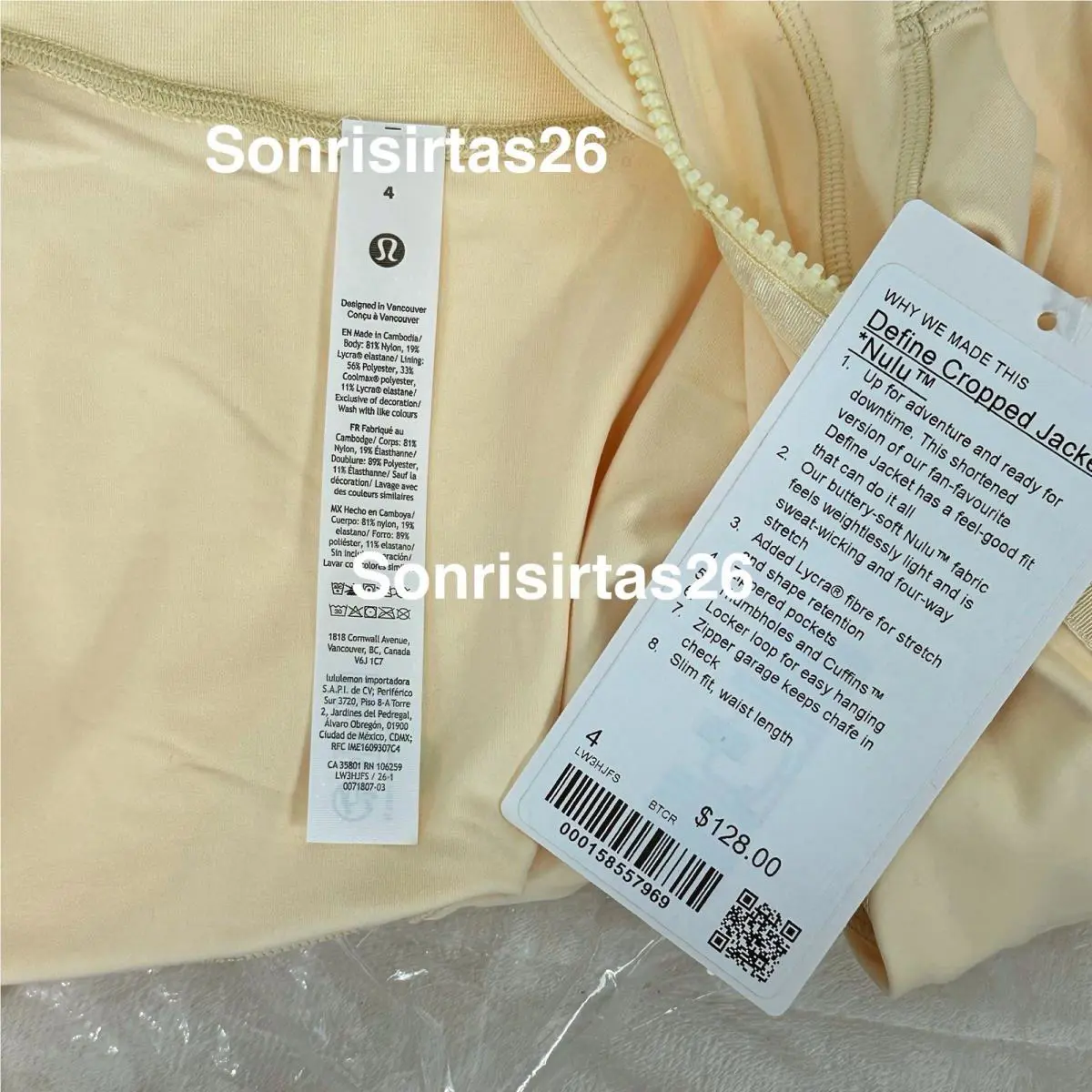 Lululemon clothing - Lululemon define cropped jacket - define cropped jacket - Butter Cream 10