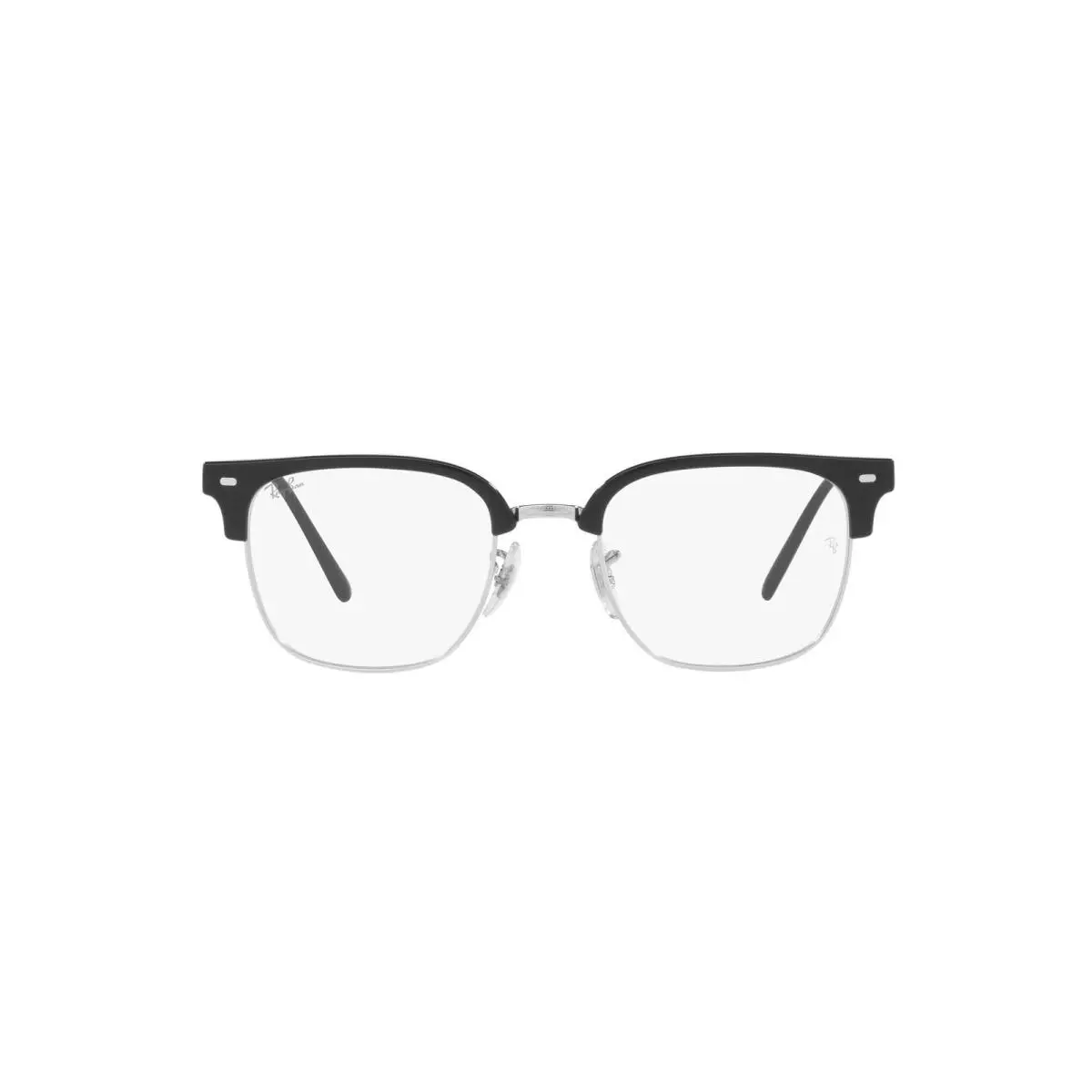 Ray-ban RX7216 Unisex Clubmaster Square Eyeglasses Black on Silver Frame