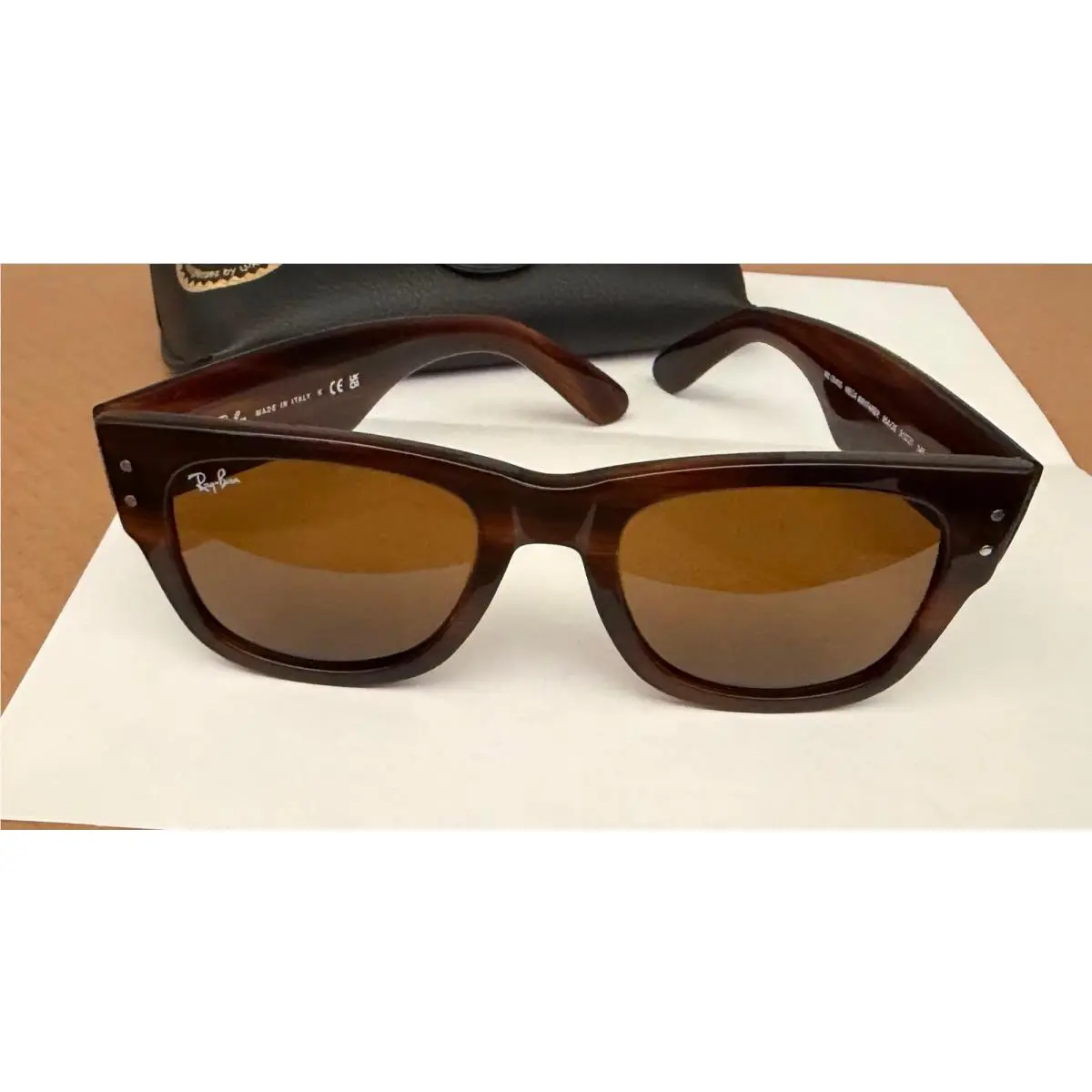 Ray-ban Mega Wayfarer RB0840S Sunglasses - Striped Brown Frame / Brown Lens by Ray-Ban