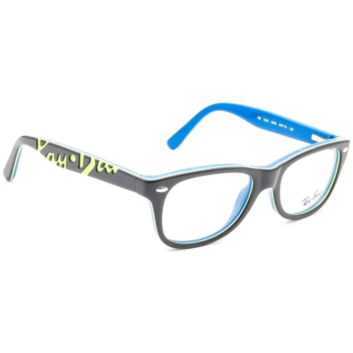 Ray-ban Kids` Eyeglasses RB 1544 3600 Dark Gray on Blue Rectangular 46 16 125