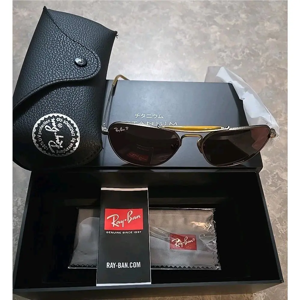 Ray-ban RB8064 Chromance Gold Metal Aviator Polar Wine Red Unisex Sunglasses