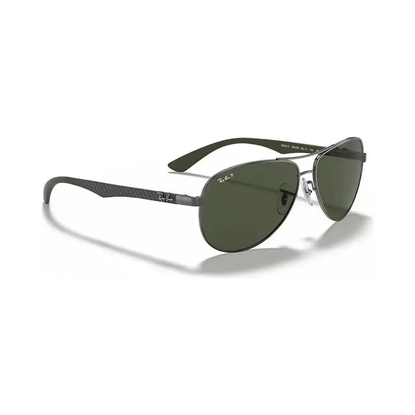 Ray-ban Carbon Fibre Gunmetal/silver Polarized Sunglasses RB8313