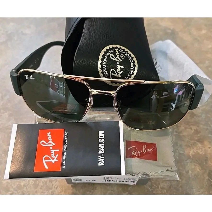 Ray Ban RB3756 001 31 Arista Gold Green Unisex 56 mm Sunglasses