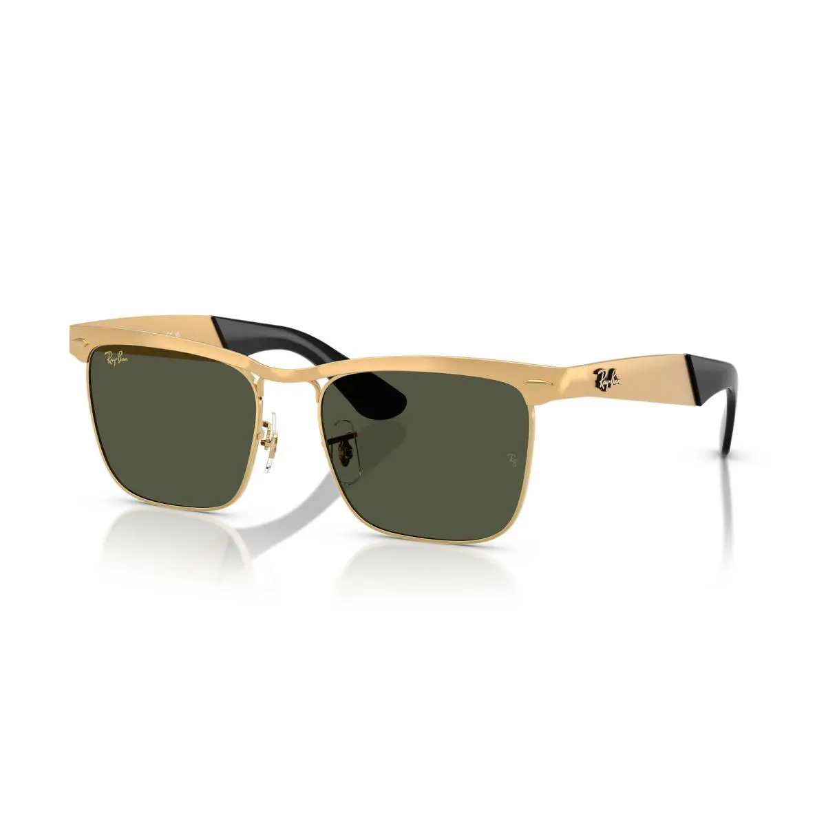 Ray-ban Wayfarer Deluxe Sandblasted Legend Gold/green 56 mm Sunglasses RB3875 - Frame: Sandblasted Legend Gold, Lens: Green