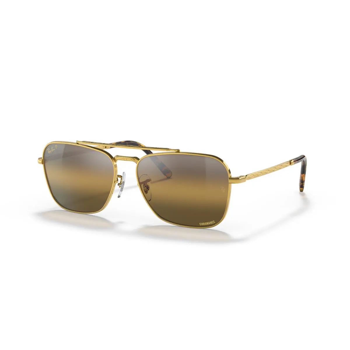 Ray-ban New Caravan Caravan Gold/silver Brown Polarized Chromance 58 mm Sunglasses - Frame: Polished Gold, Lens: Silver & Brown Polarized+