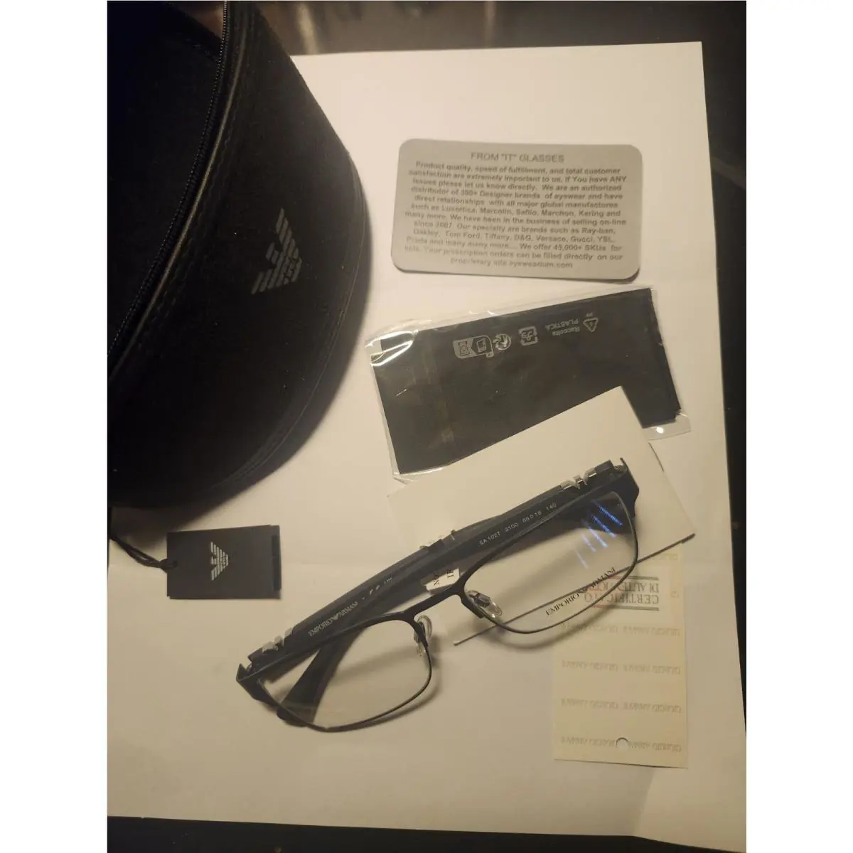 Emporio Armani Eyeglasses EA 1027 3100 Glasses Matte Blue Metal 55mm Case Tags