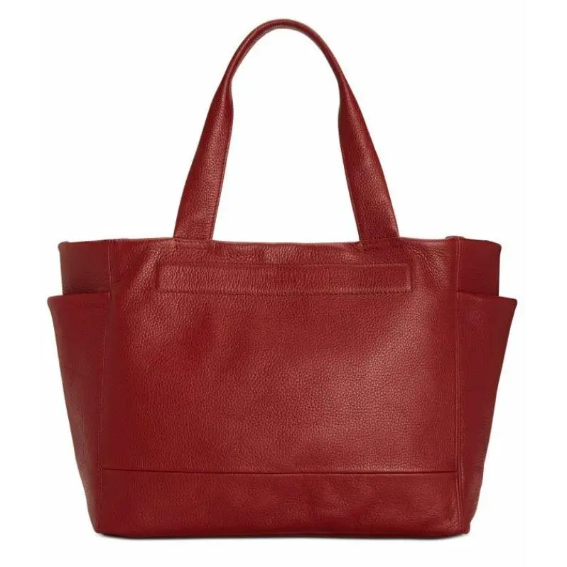 Kenneth Cole Stanton Tote Reversible Leather Nylon Large Port Burgundy Black
