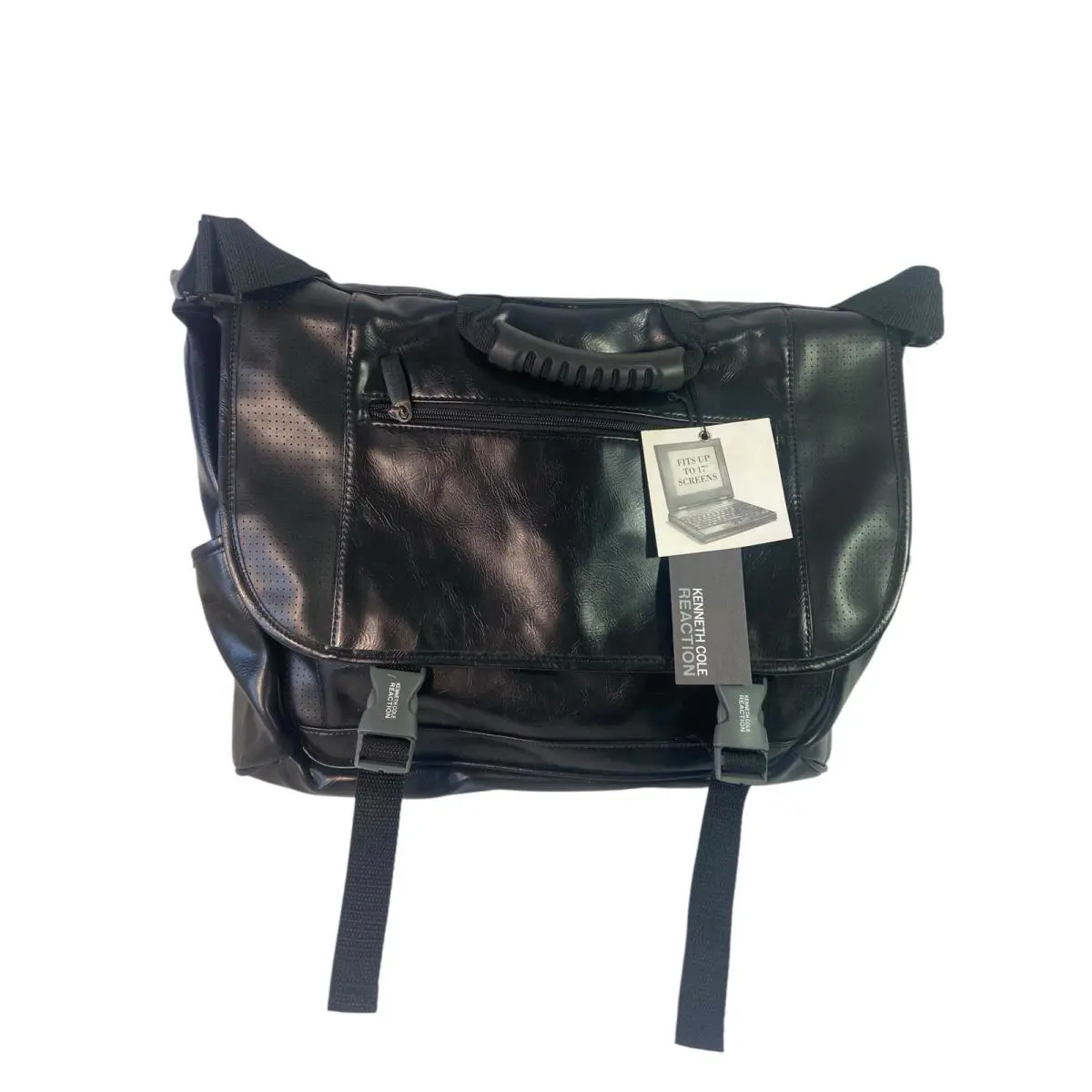 Kenneth Cole Reaction Black Messenger Bag Laptop Sleeve Adjustable Strap 535505