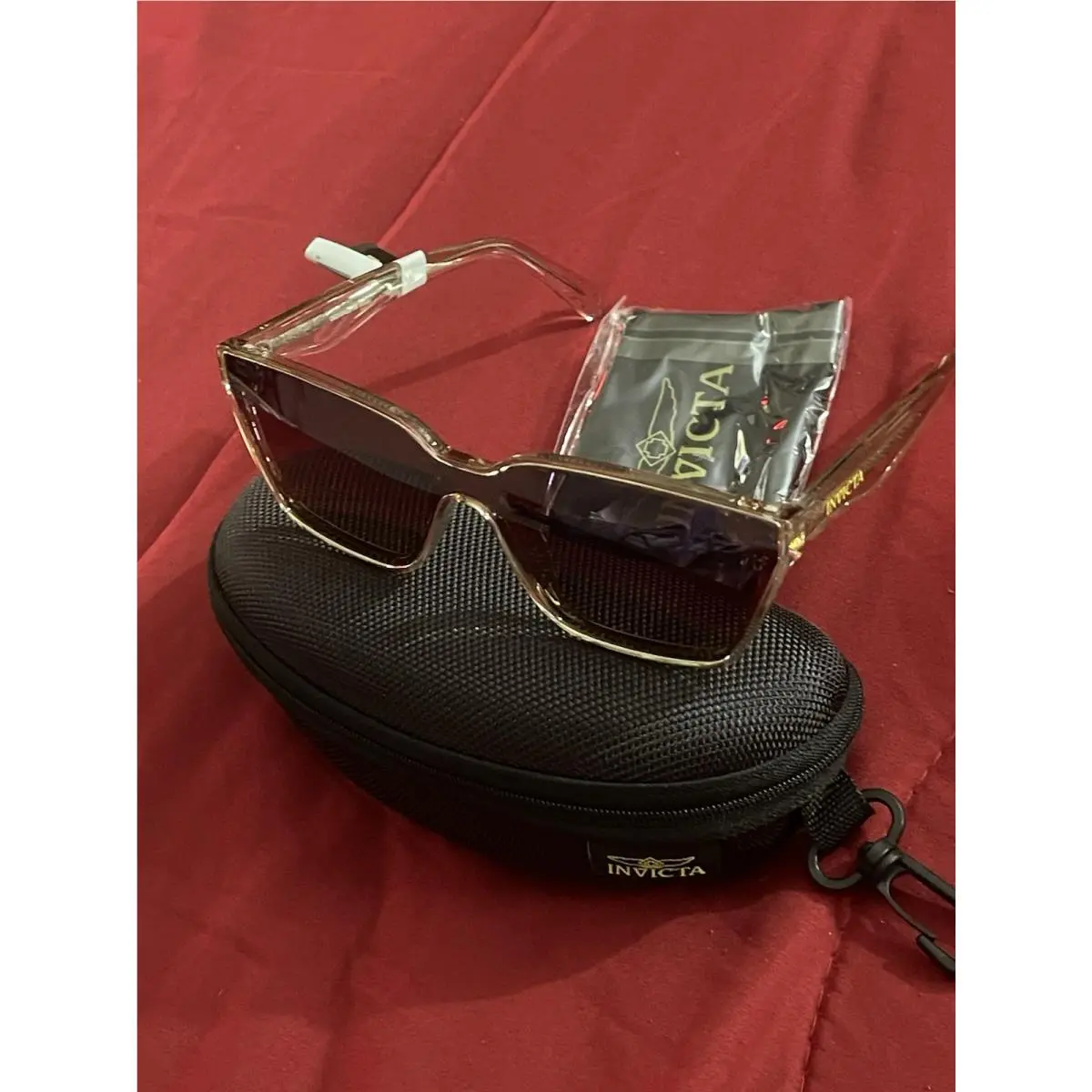 Invicta Unisex Polarized Sunglasses Clear Pink Champagne Lens