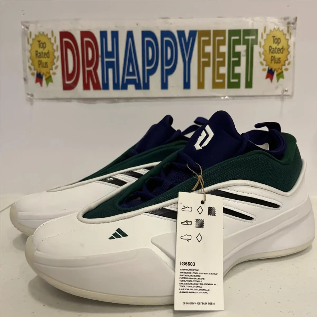 Adidas Dame 9 Men Basketball Shoe White/black/collegiate Green IG6603
