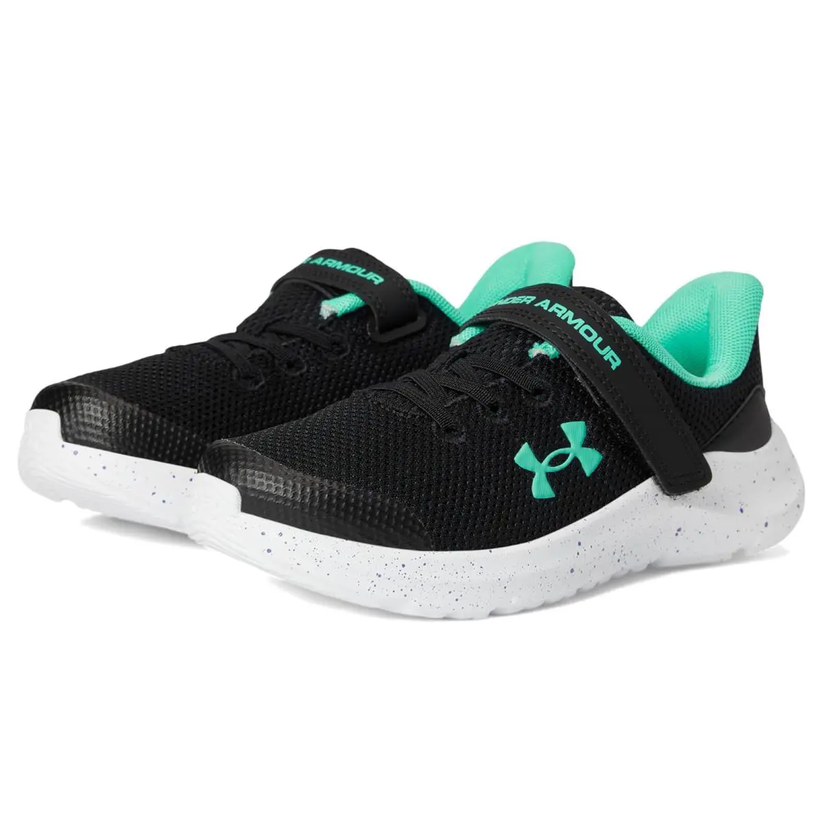 Girl`s Shoes Under Armour Kids Pursuit 4 Alternate Closure Little Kid - Black/Comet Green/Comet Green