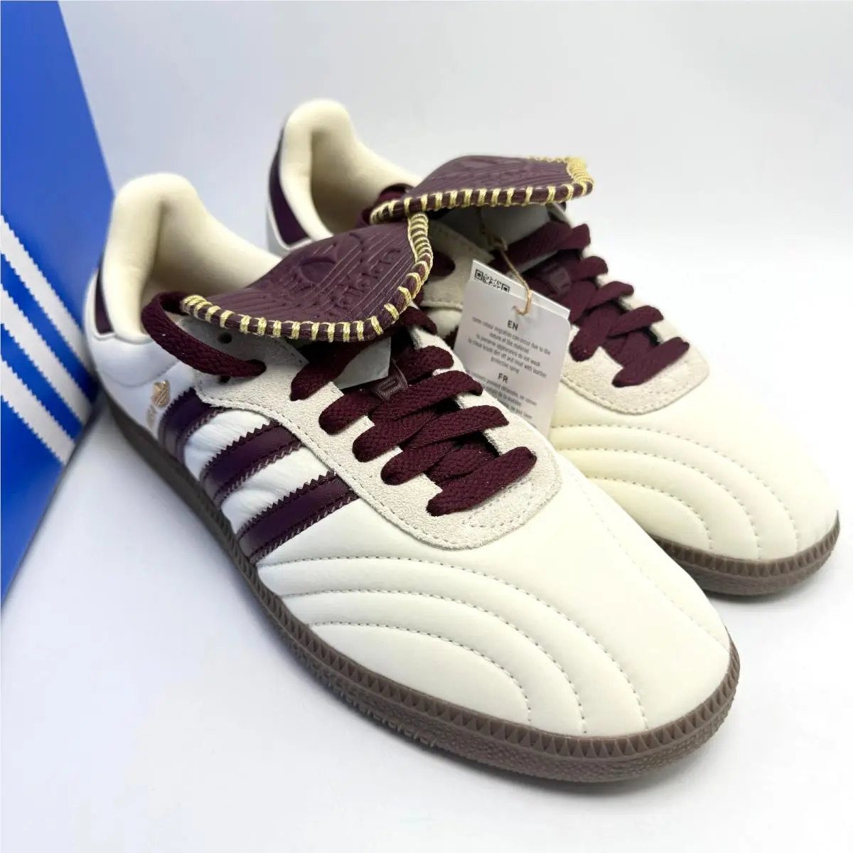 Adidas shoes - adidas Originals Samba Long Tongue - IH9045 - Cream White / Maroon / Gold Metallic 11