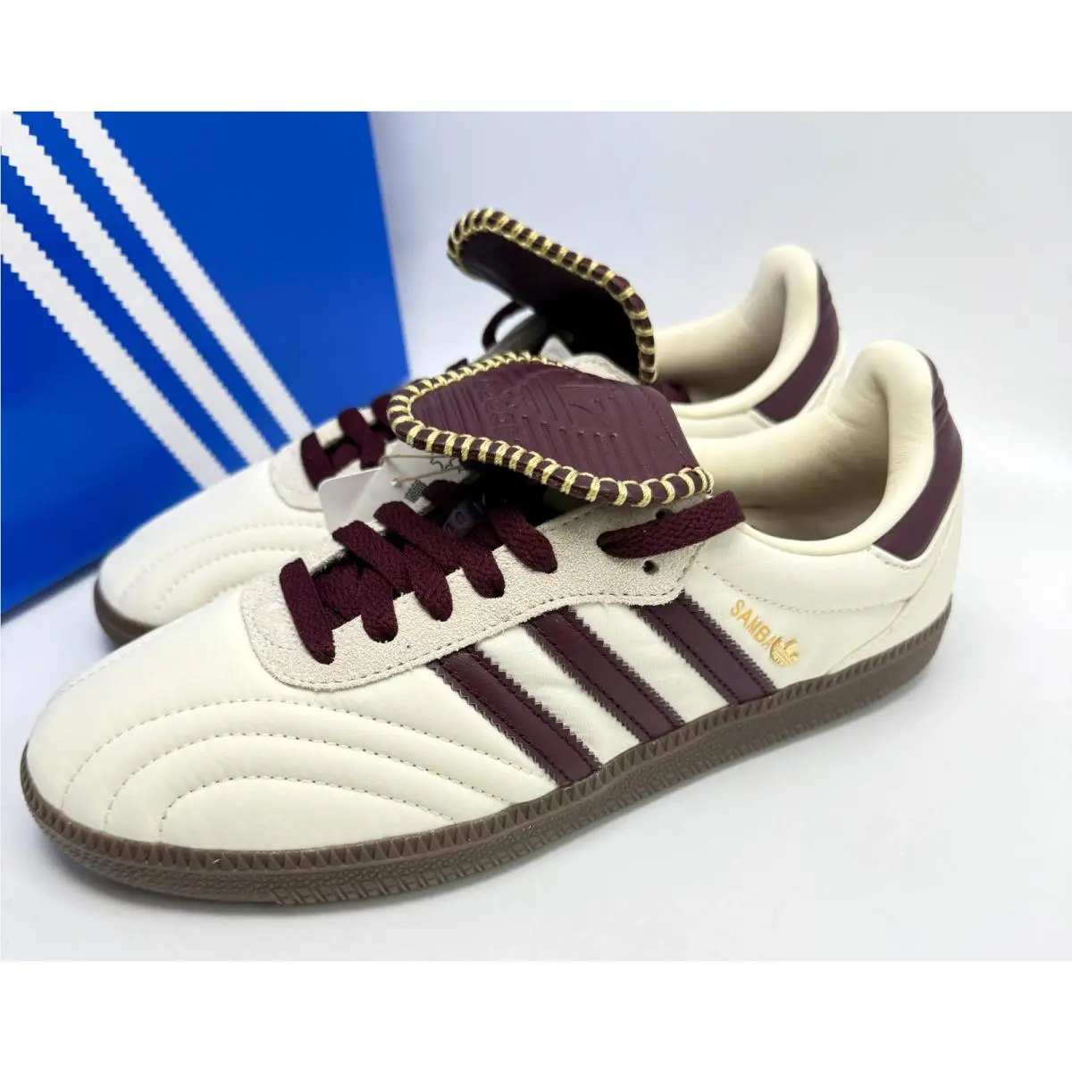 Adidas shoes - adidas Originals Samba Long Tongue - IH9045 - Cream White / Maroon / Gold Metallic 7