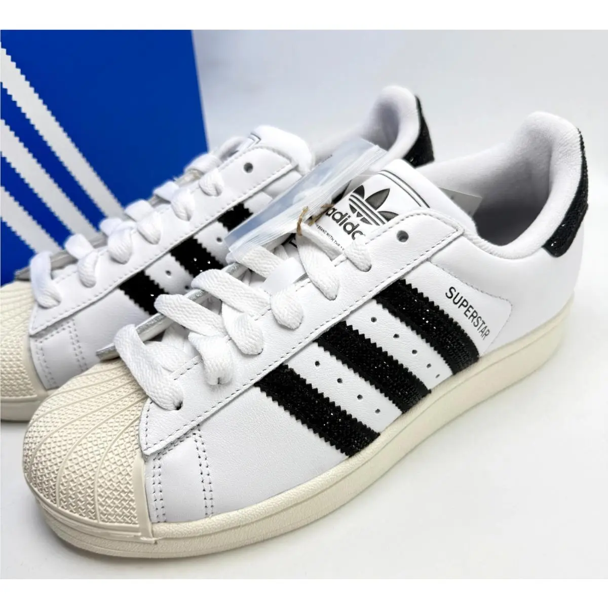 Adidas Superstar II Rhinestone White Core Black Women`s HQ2285 sz 7-9