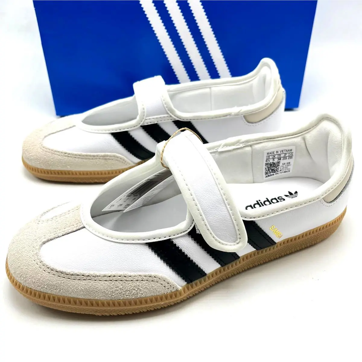 Adidas Samba Jane White Black Gum Women`s Shoes JR1402 Size 7-9