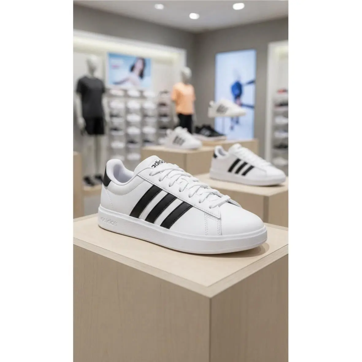 Adidas Grand Court 2.0 Men`s Shoes White Black Sneakers GW9195 Tennis Casual