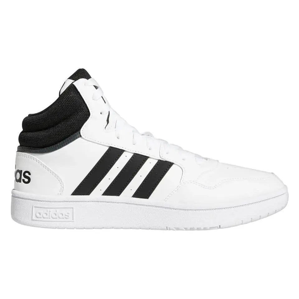 Men`s Adidas Hoops 3.0 Mid Leather White/black-grey GW3019 - White