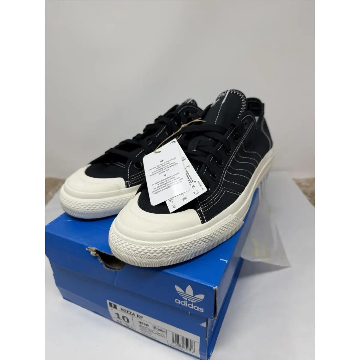 Adidas Originals Nizza RF Mens Sneakers Black White Canvas EE5599 Size 7