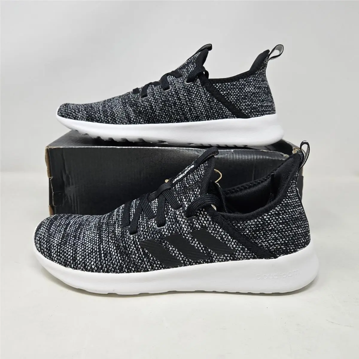 Adidas Cloudfoam Pure Black White Comfy Athletic Shoe / DB0694 / Women`s 11.5