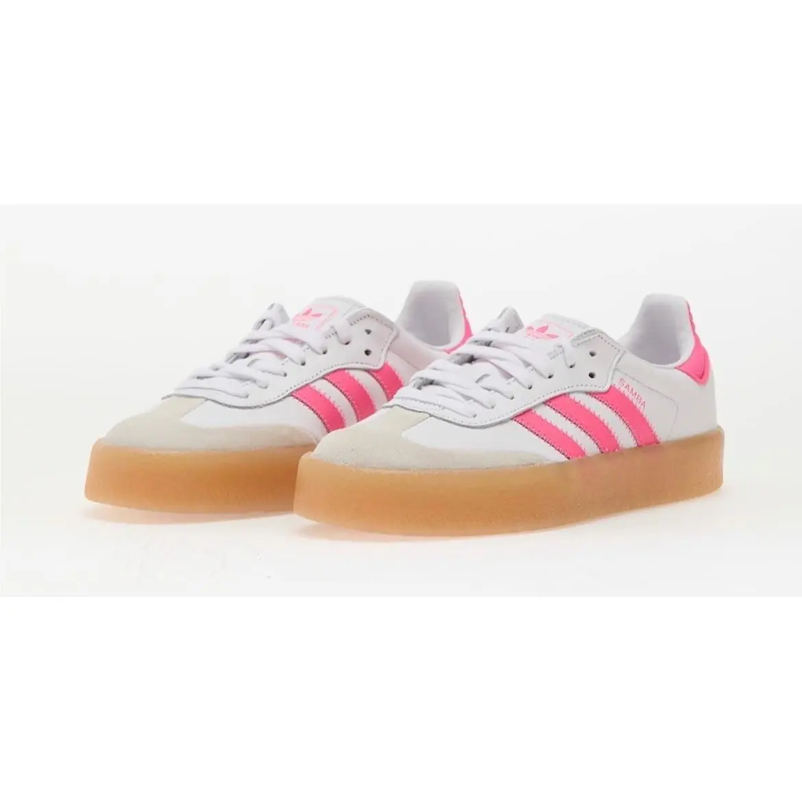 Adidas Sambae Womens Size 8 White Lucid Pink Platform Gum Sole JS3940